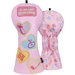 mytag front view of pink driver head cover showing bold color and fit