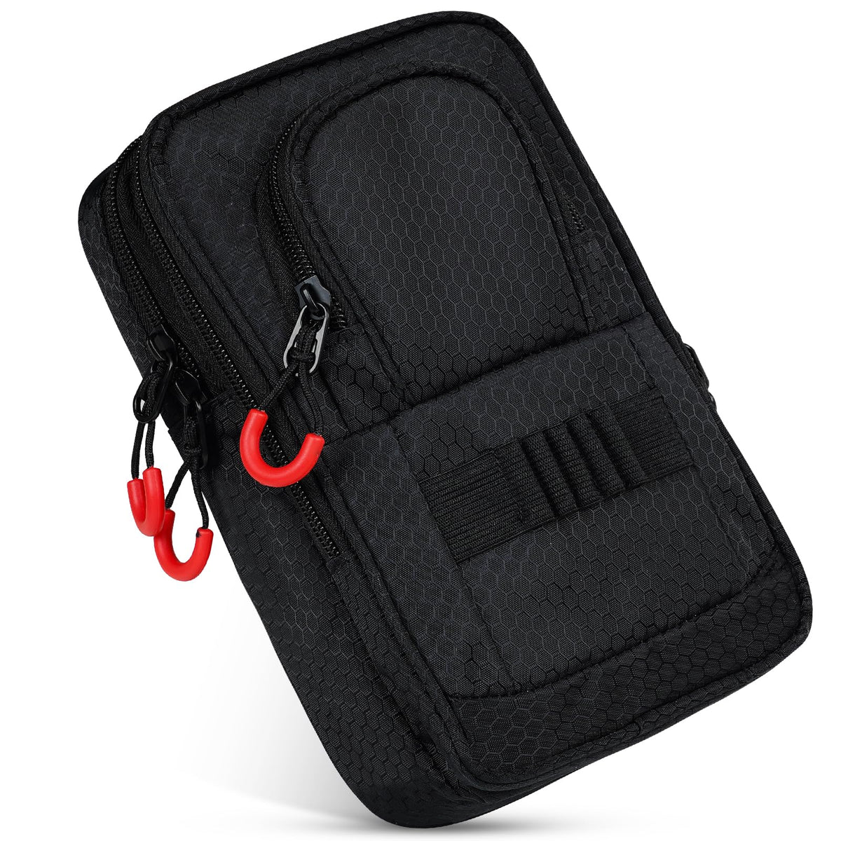 mytag front view of pouch showing compact storage and easy access benefit