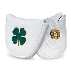 mytag putter headcover front view showing clover design and durable shell, protects clubhead