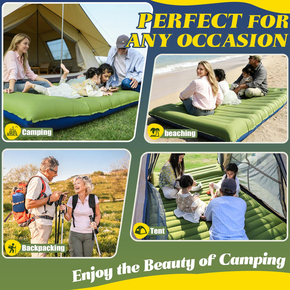 Myxslop family enjoying beach campsite using the double sleeping pad