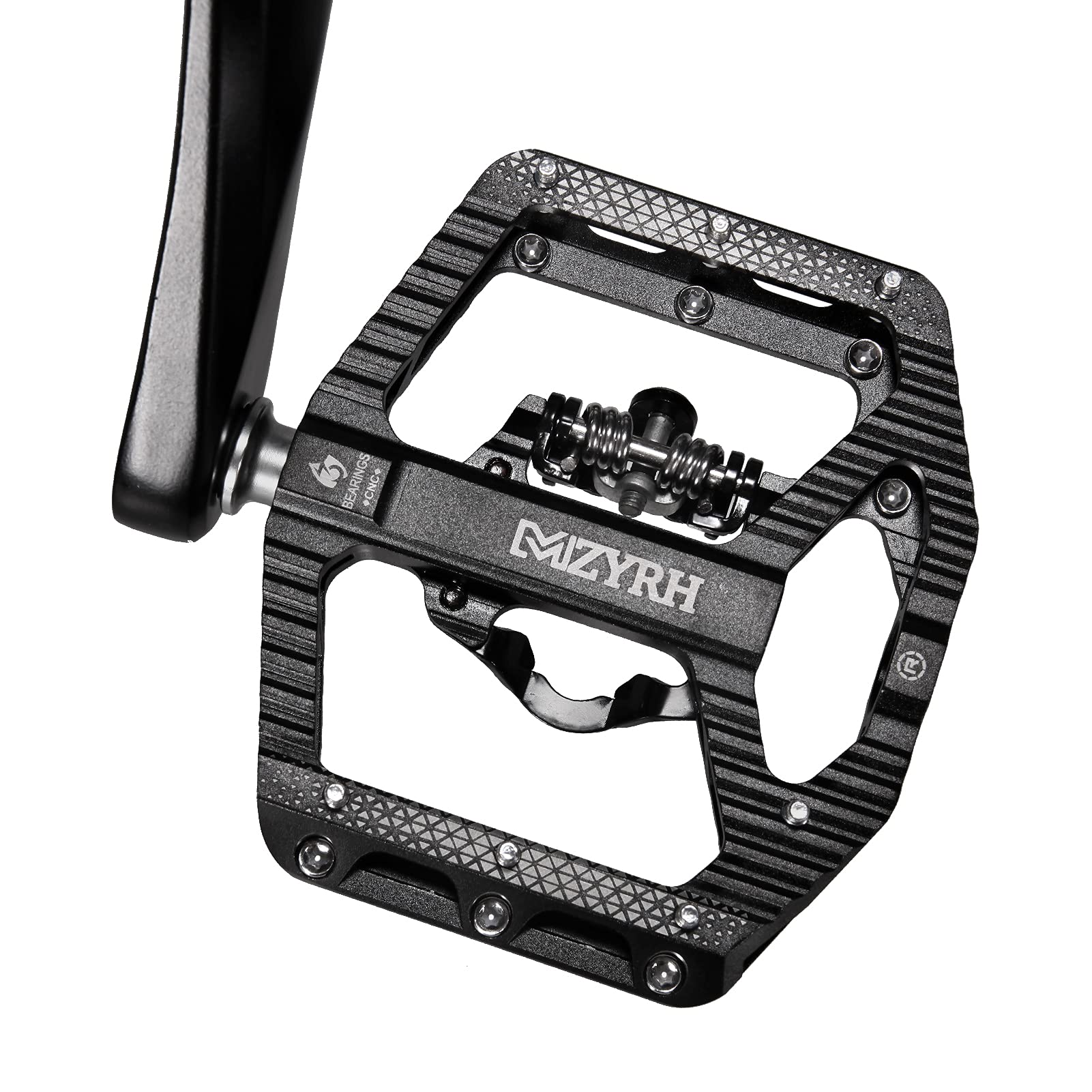 MZYRH pedal on mountain bike in trail setting showing versatile performance