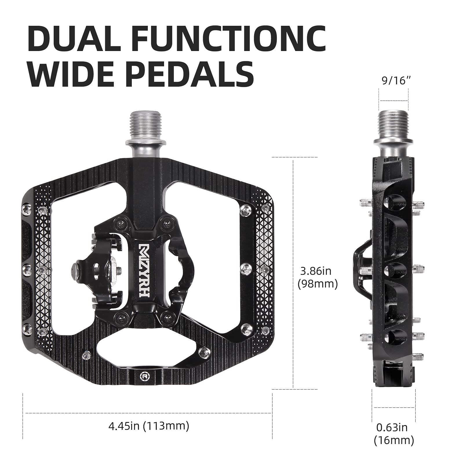 MZYRH pedal side profile installed on crank demonstrating fit and clearance