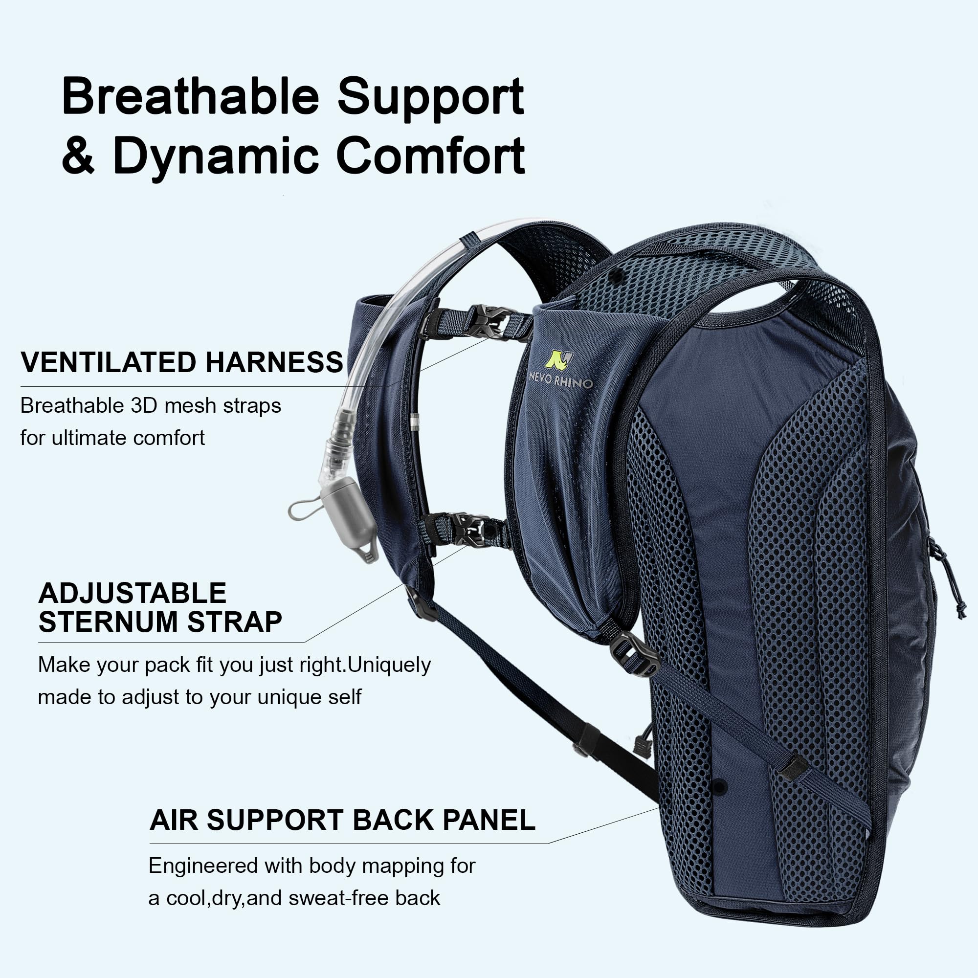 N NEVO RHINO breathable 3D mesh back panel delivering ventilation and comfortable airflow