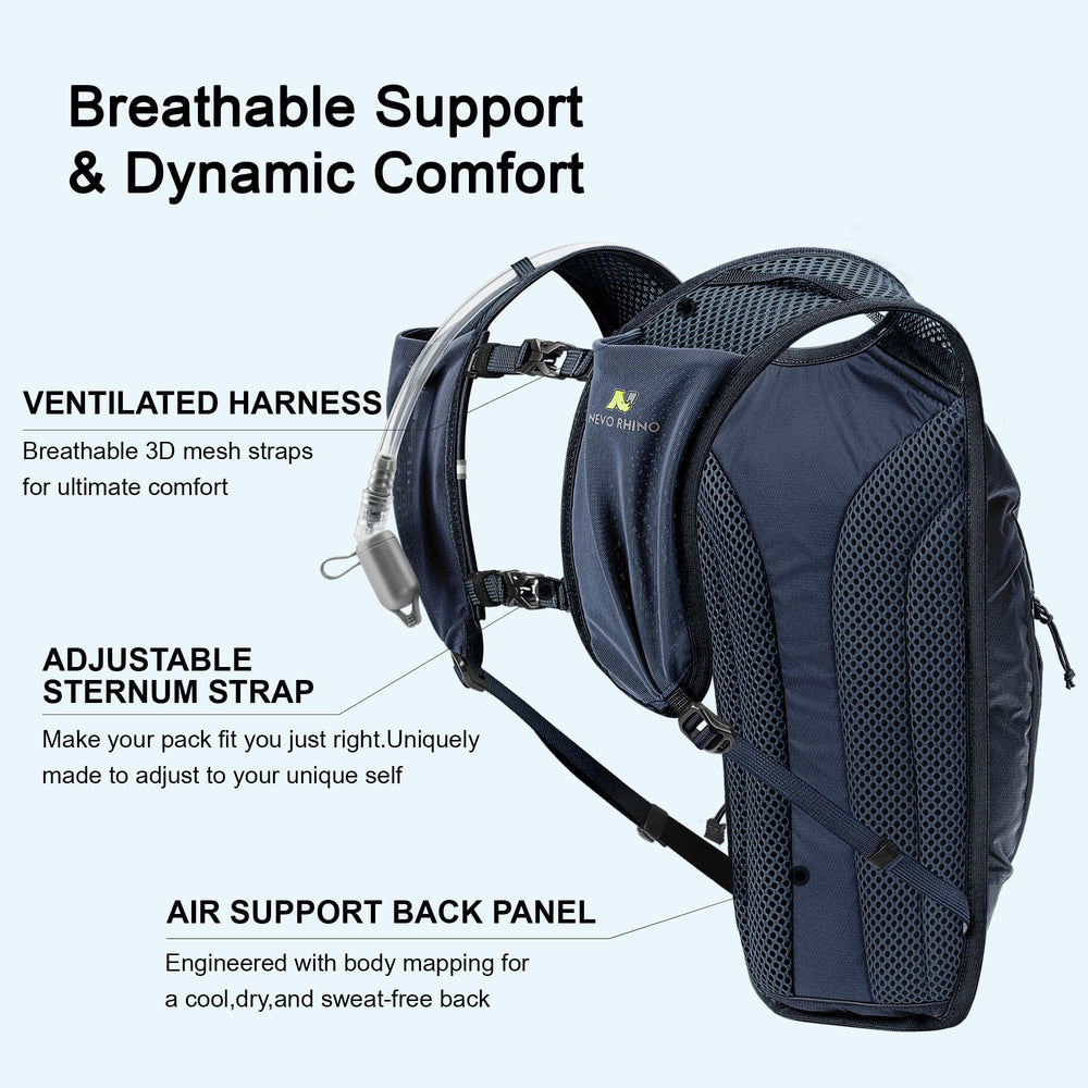 N NEVO RHINO breathable 3D mesh back panel delivering ventilation and comfortable airflow