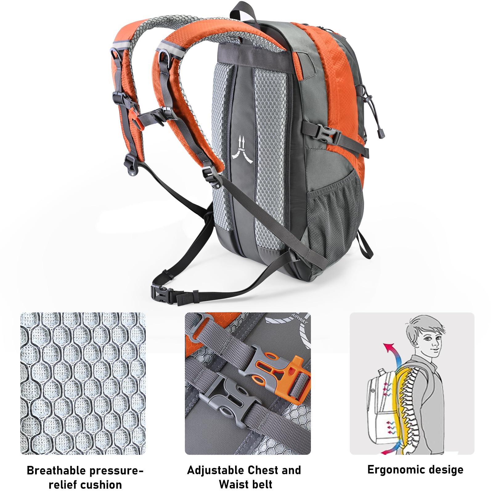 N NEVO RHINO padded back panel and shoulder straps providing breathable comfort