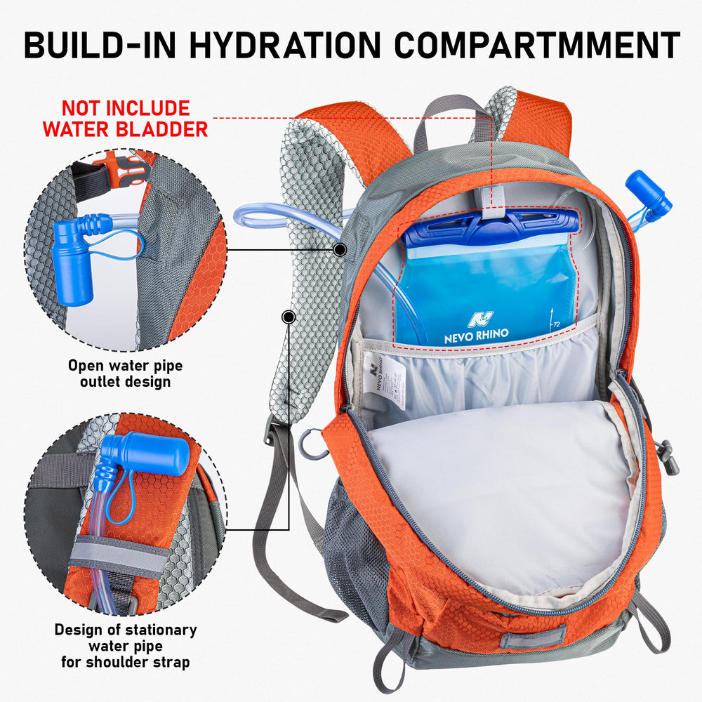 N NEVO RHINO hydration port and Velcro liner showing easy water-system setup
