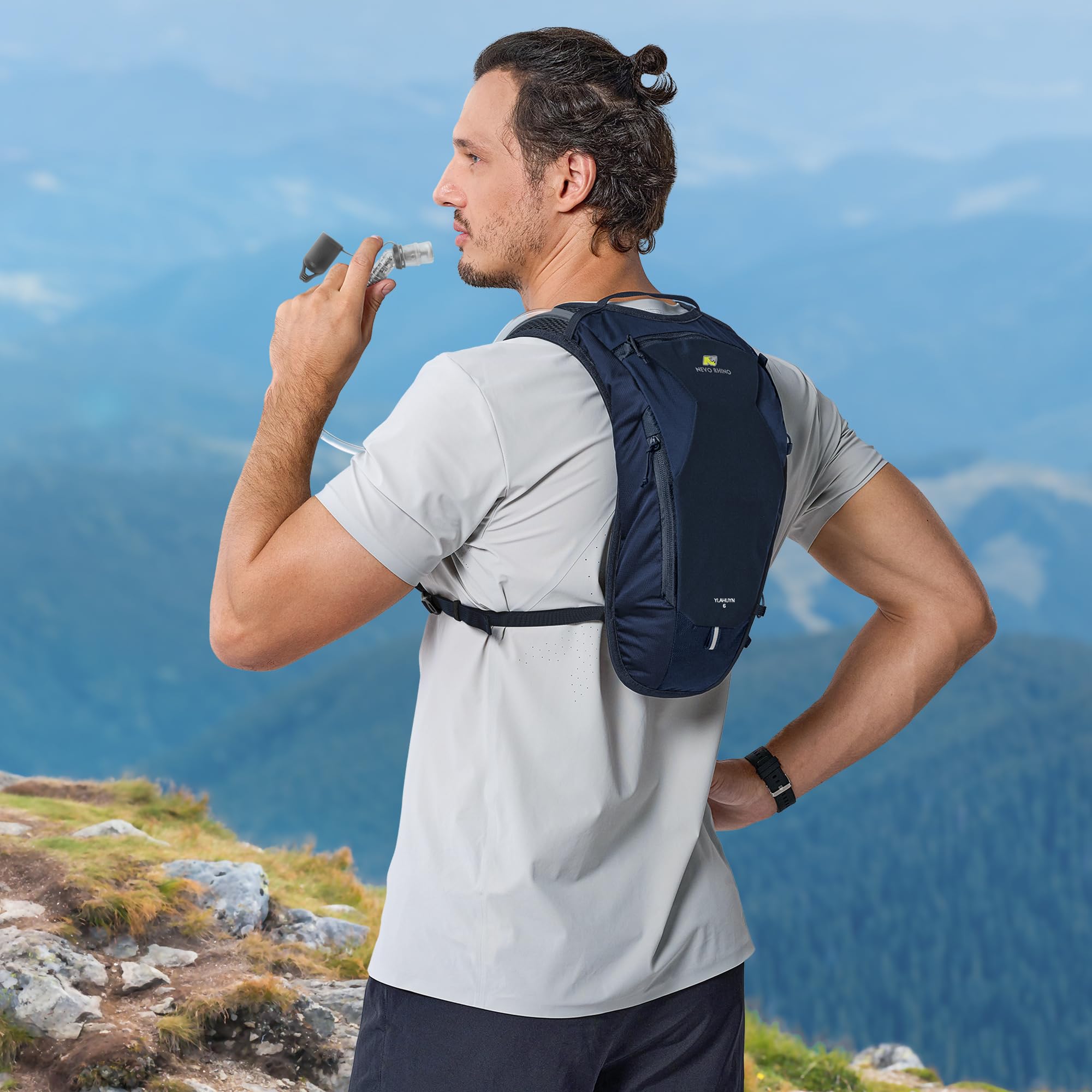 N NEVO RHINO pack worn by cyclist offering lightweight stability and low wind resistance