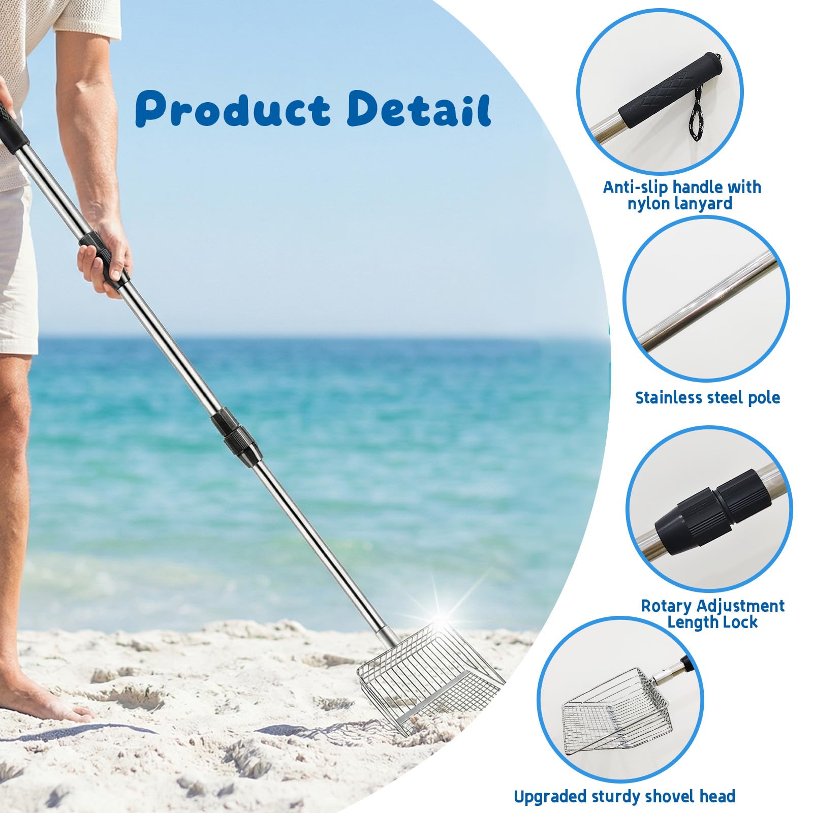 Nafhone extended pole in use reaching low tide pools to reduce bending