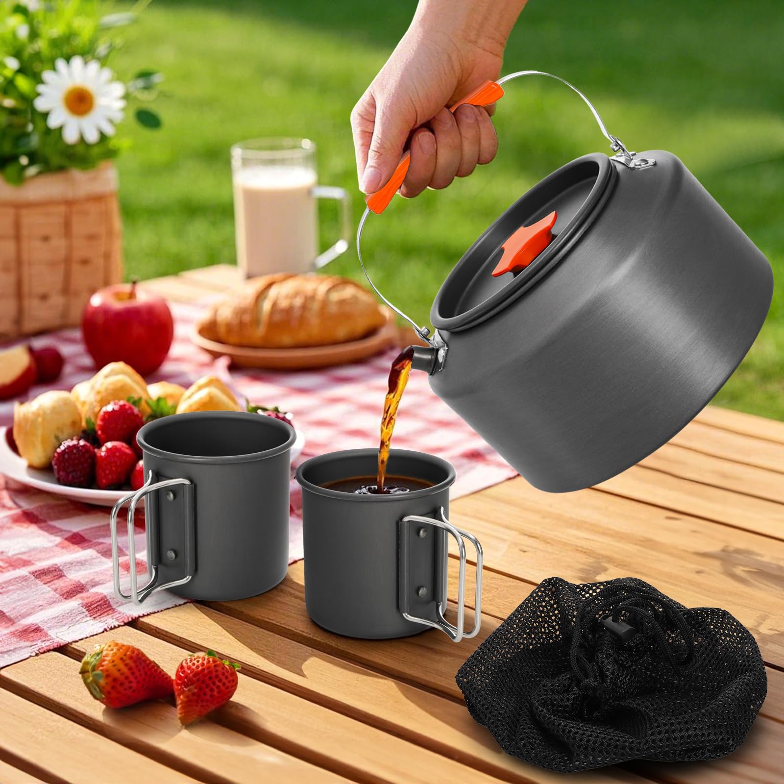 Nagpew carry bag with packed kettle set showing organized transport convenience
