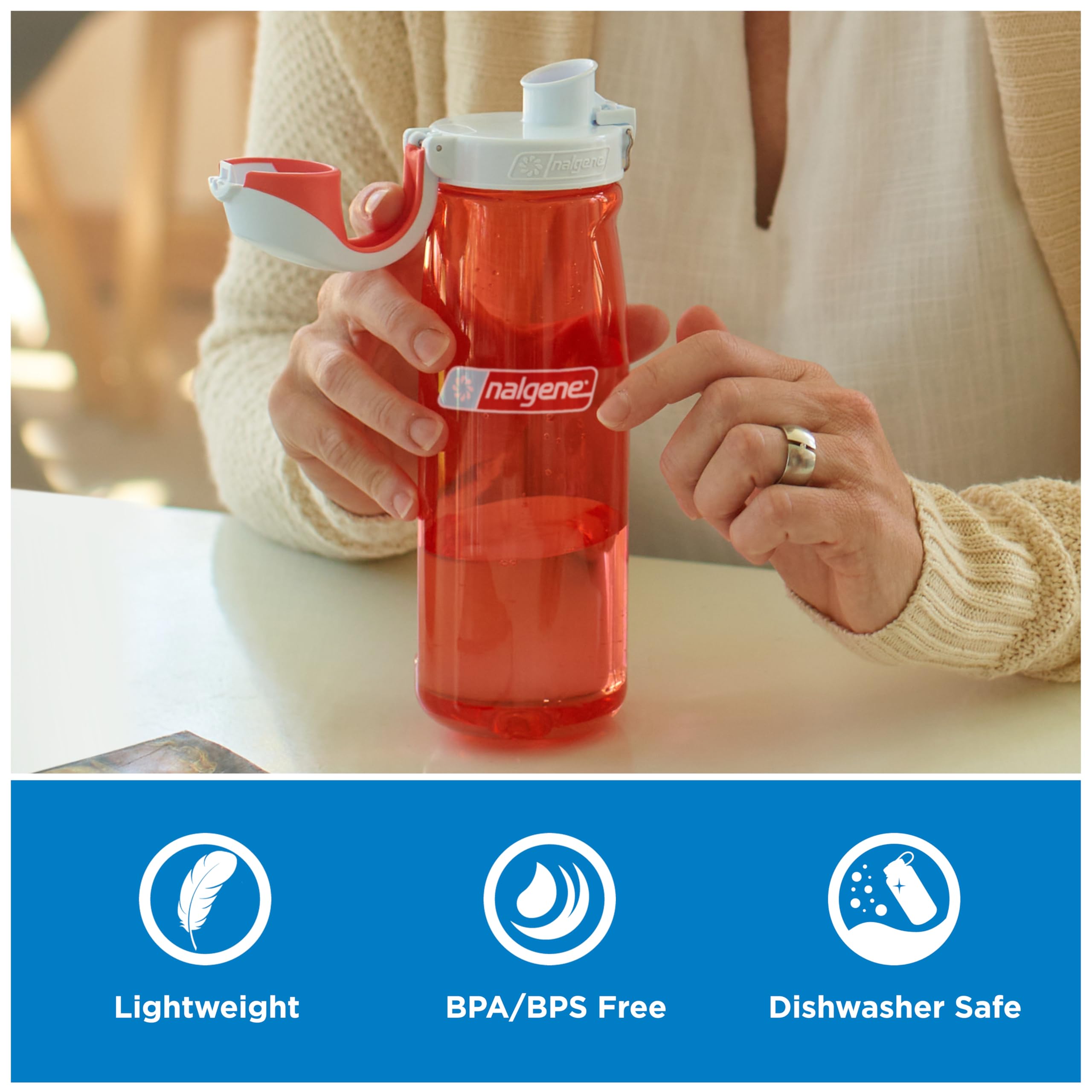 Nalgene textured frosted surface detail highlighting durable Tritan Renew construction