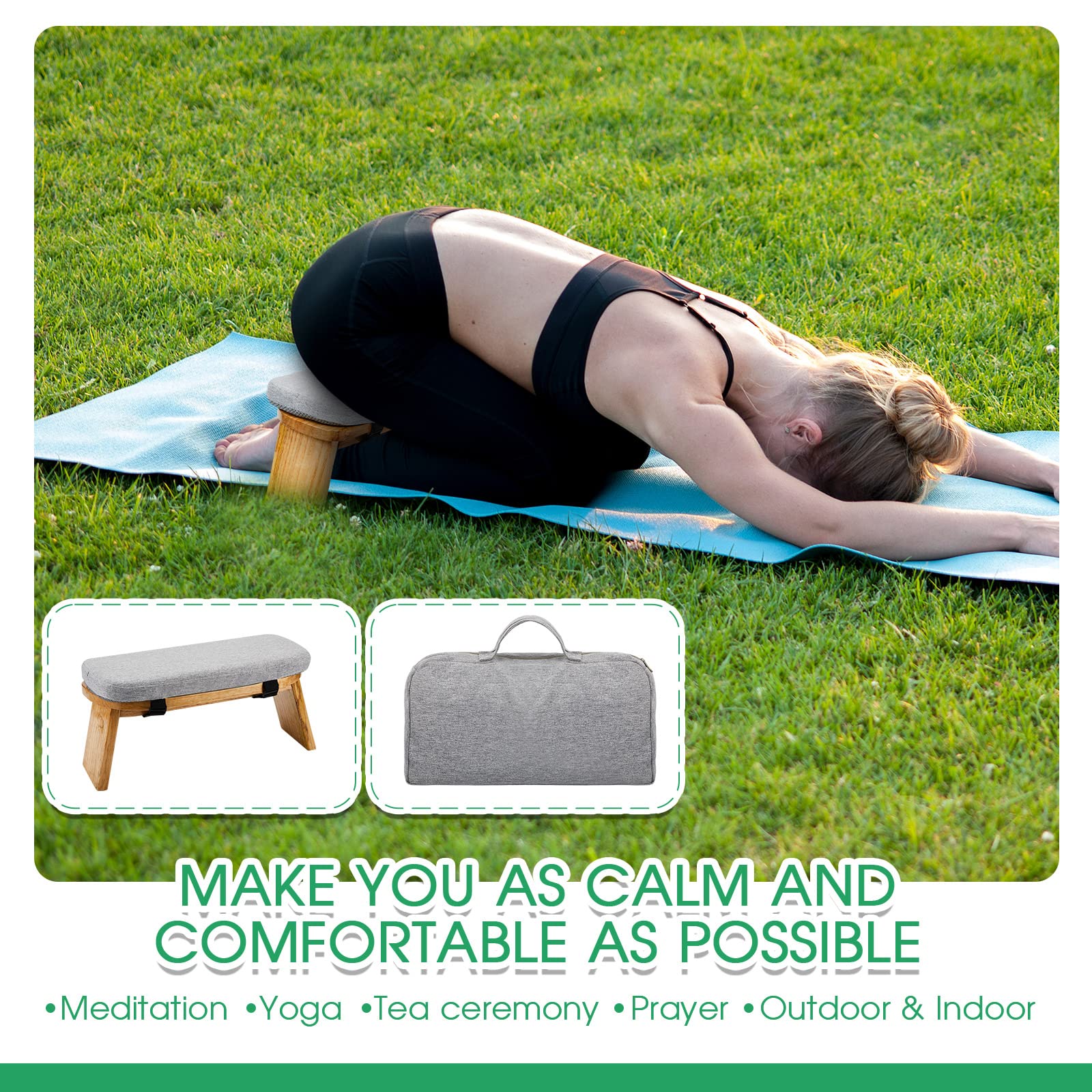 Namalu stool in outdoor meditation setting demonstrating portability and calm practice benefit lifestyle