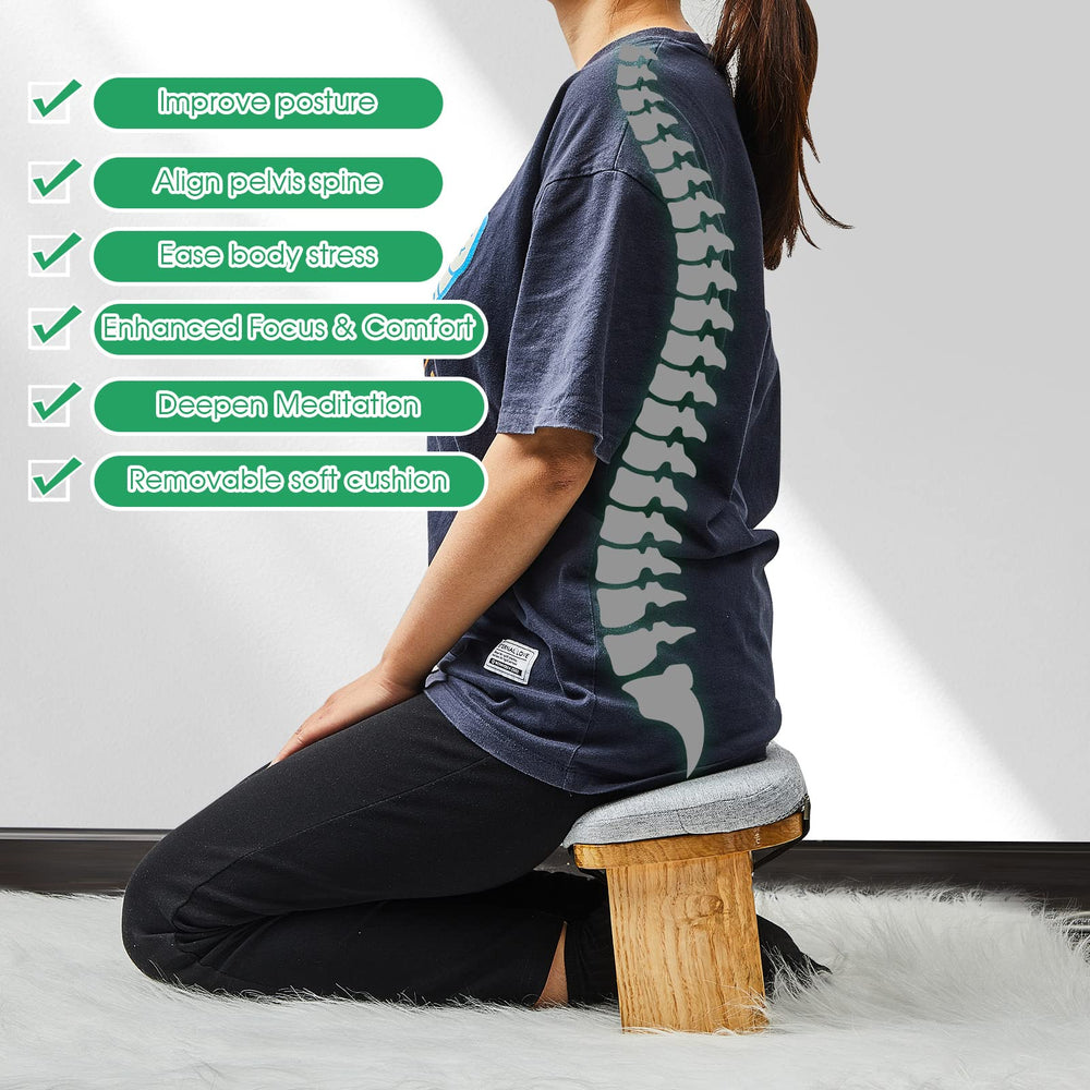 Namalu side angle showing seat tilt that improves posture and reduces knee pressure benefit alignment