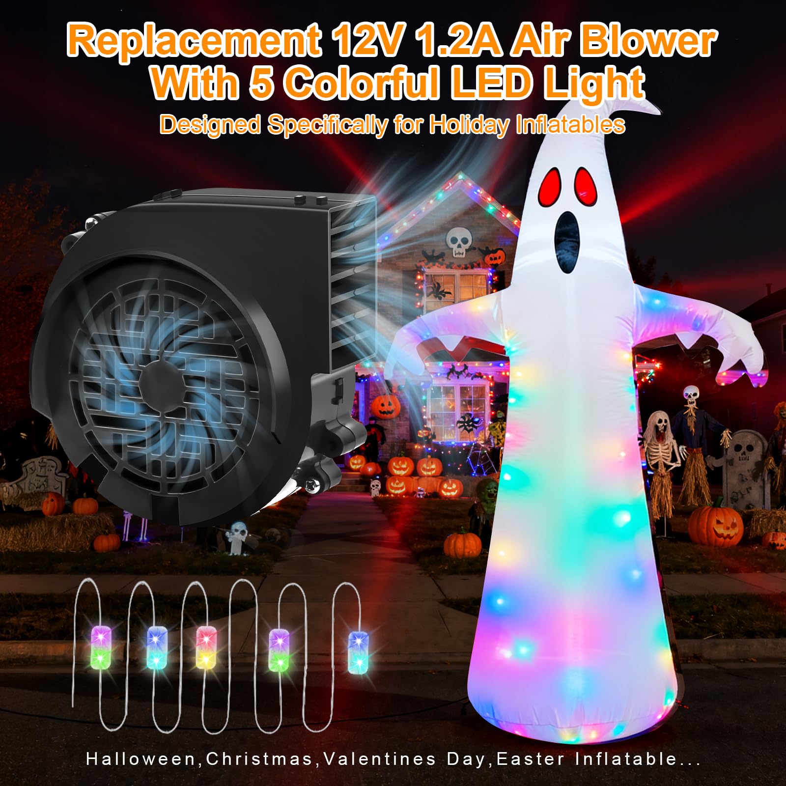 NARUBY LED module closeup with five white LEDs for brighter inflatable lighting