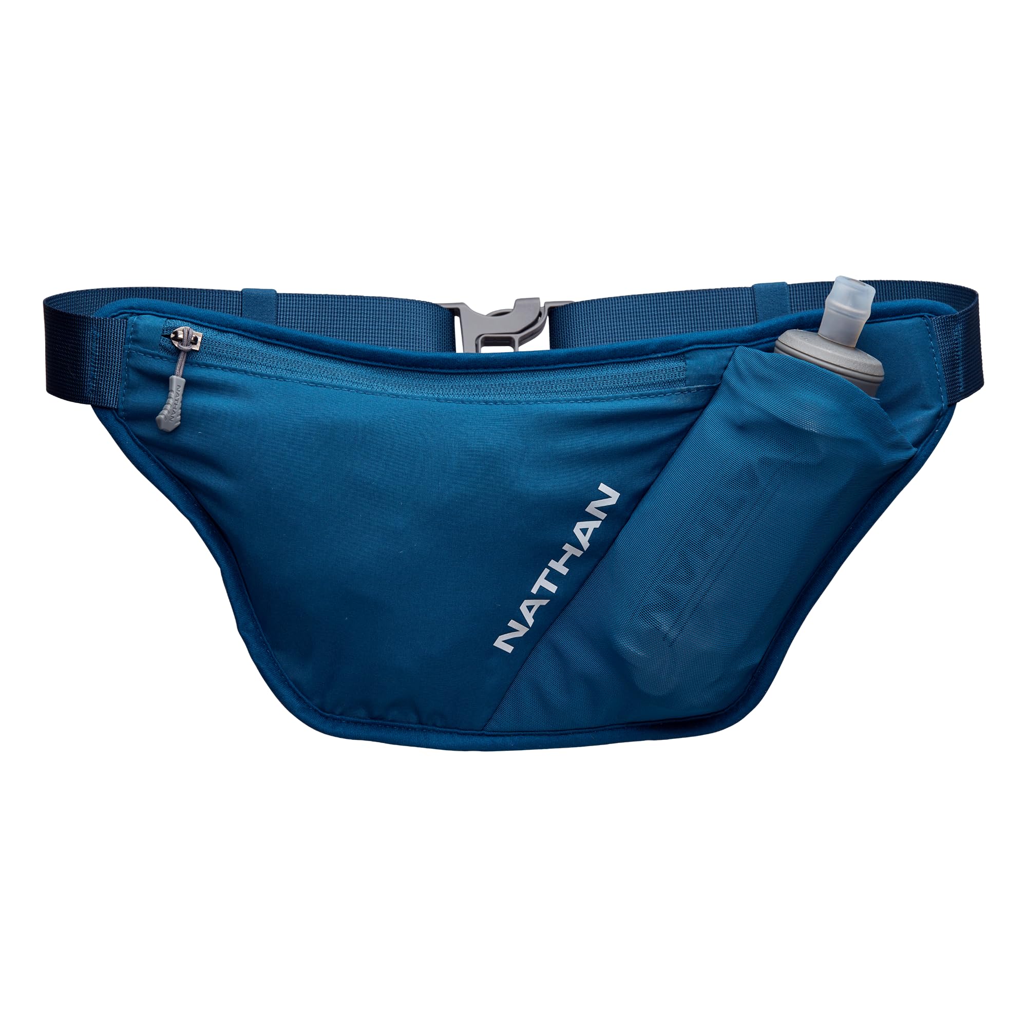 Nathan hydration belt front view showing compact profile and secure fit