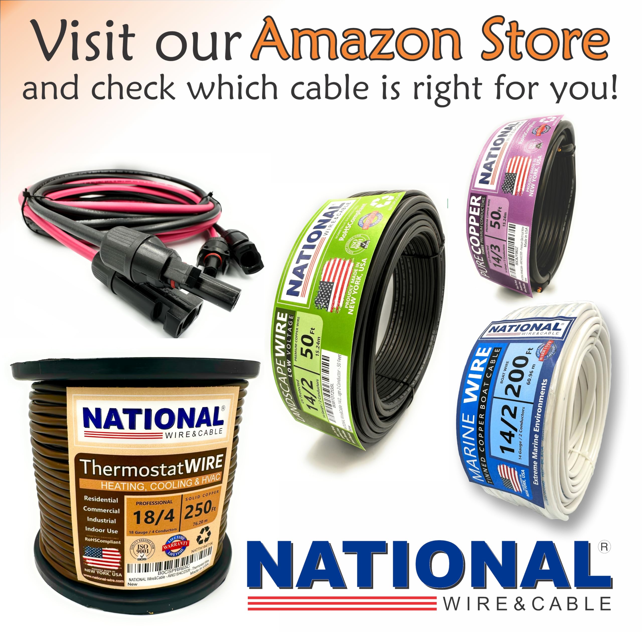 NATIONAL Wire&Cable label and specs photo showing made in USA quality assurance