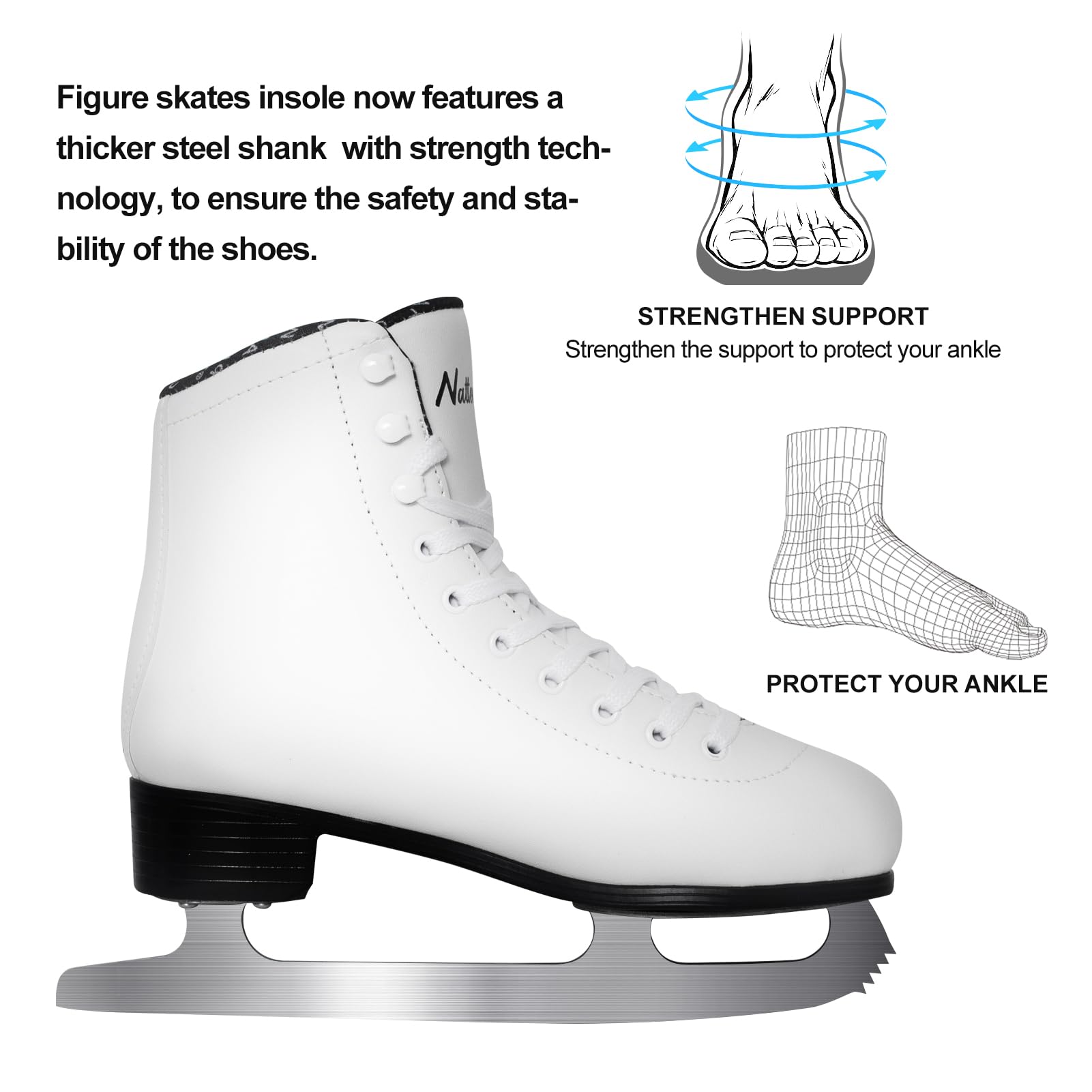 Nattork ankle reinforcement detail displaying support to improve control