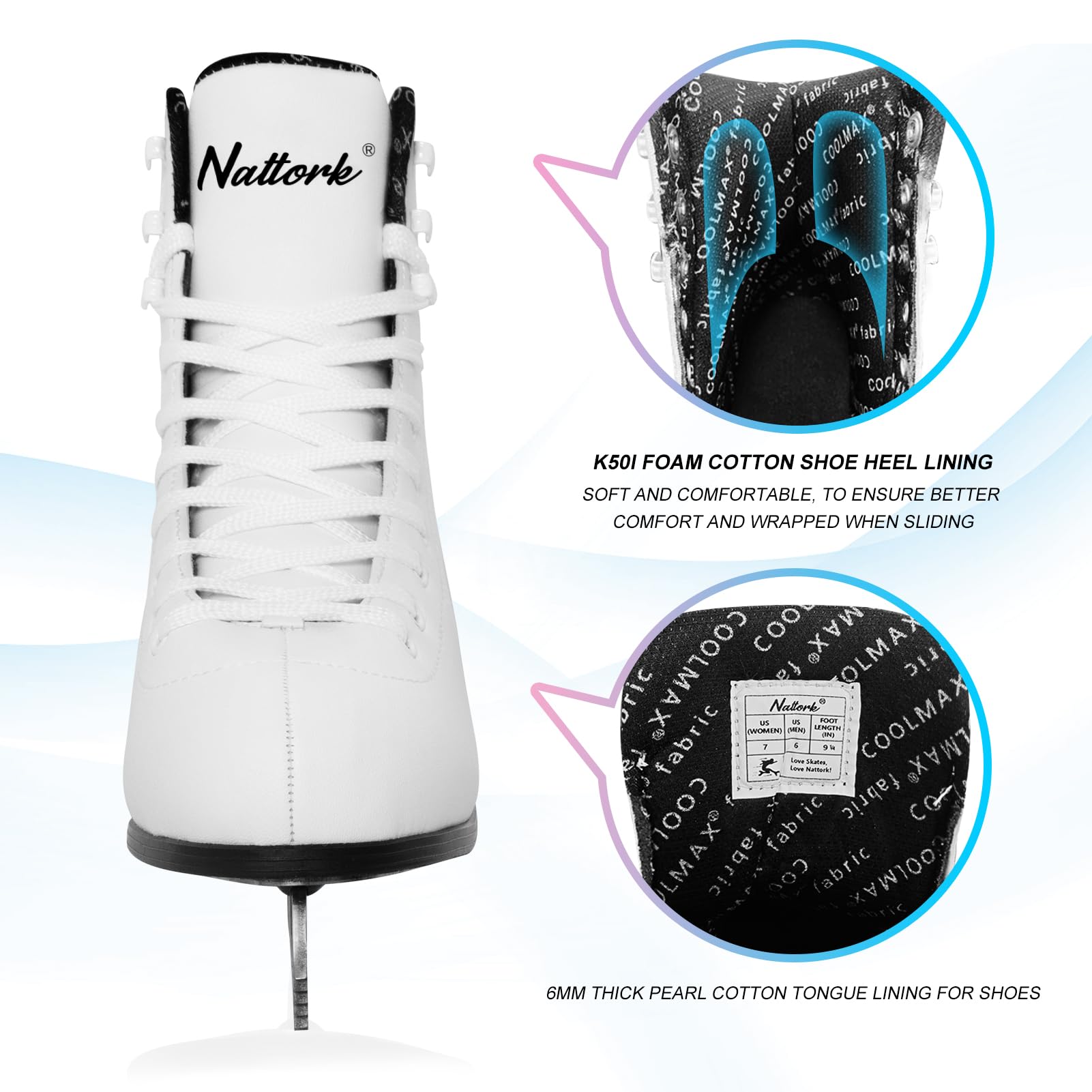 Nattork COOLMAX inner lining view illustrating breathability and moisture wicking
