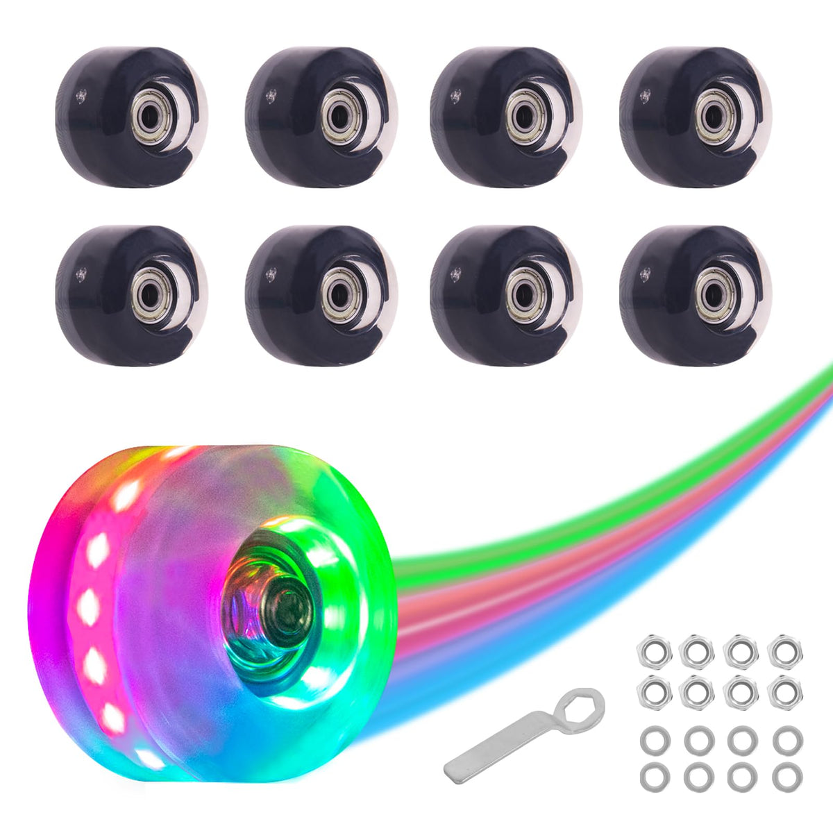Nattork black 8-pack front image showing wheels and box for quick identification