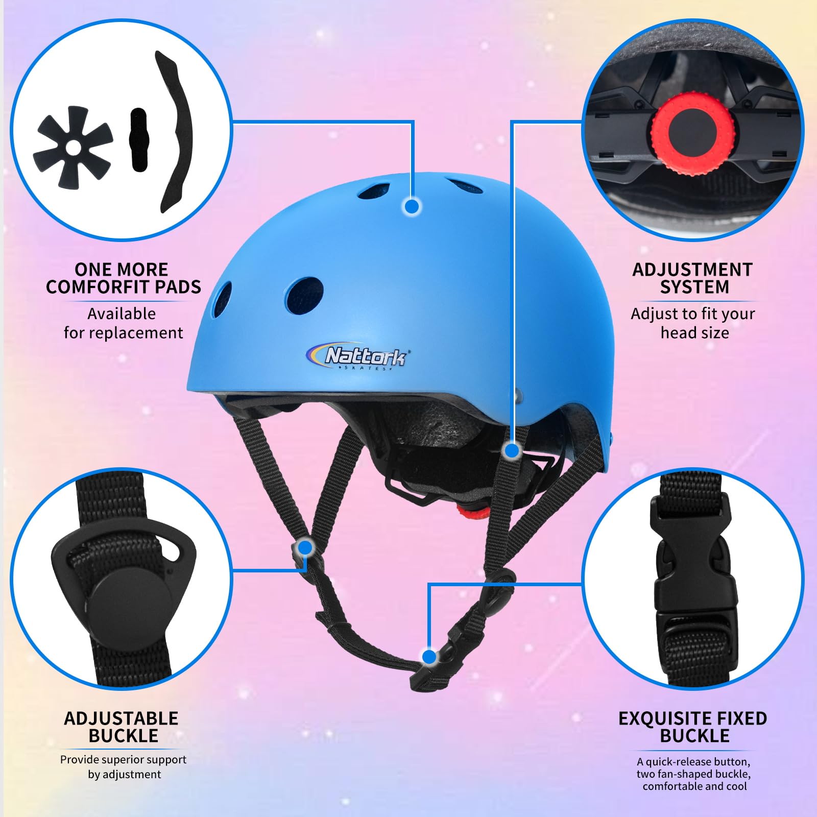 Nattork helmet adjustment dial detail showing easy one-hand fit tuning