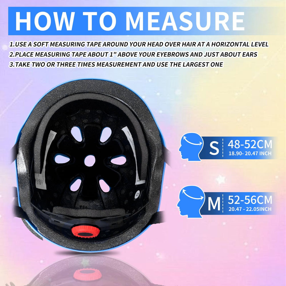 Nattork helmet next to a child’s toy bike showing size scale for ages 4–8