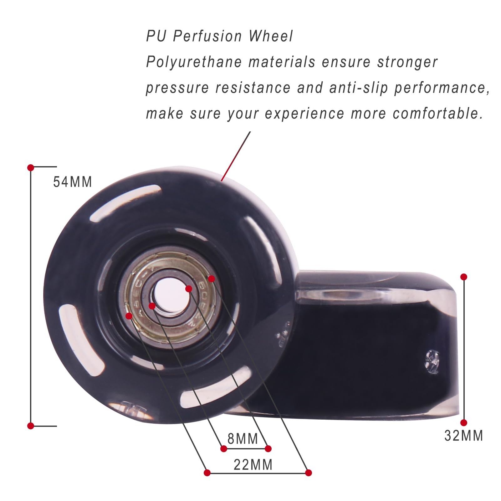 Nattork wheels mounted on quad skate demonstrating improved visibility and style