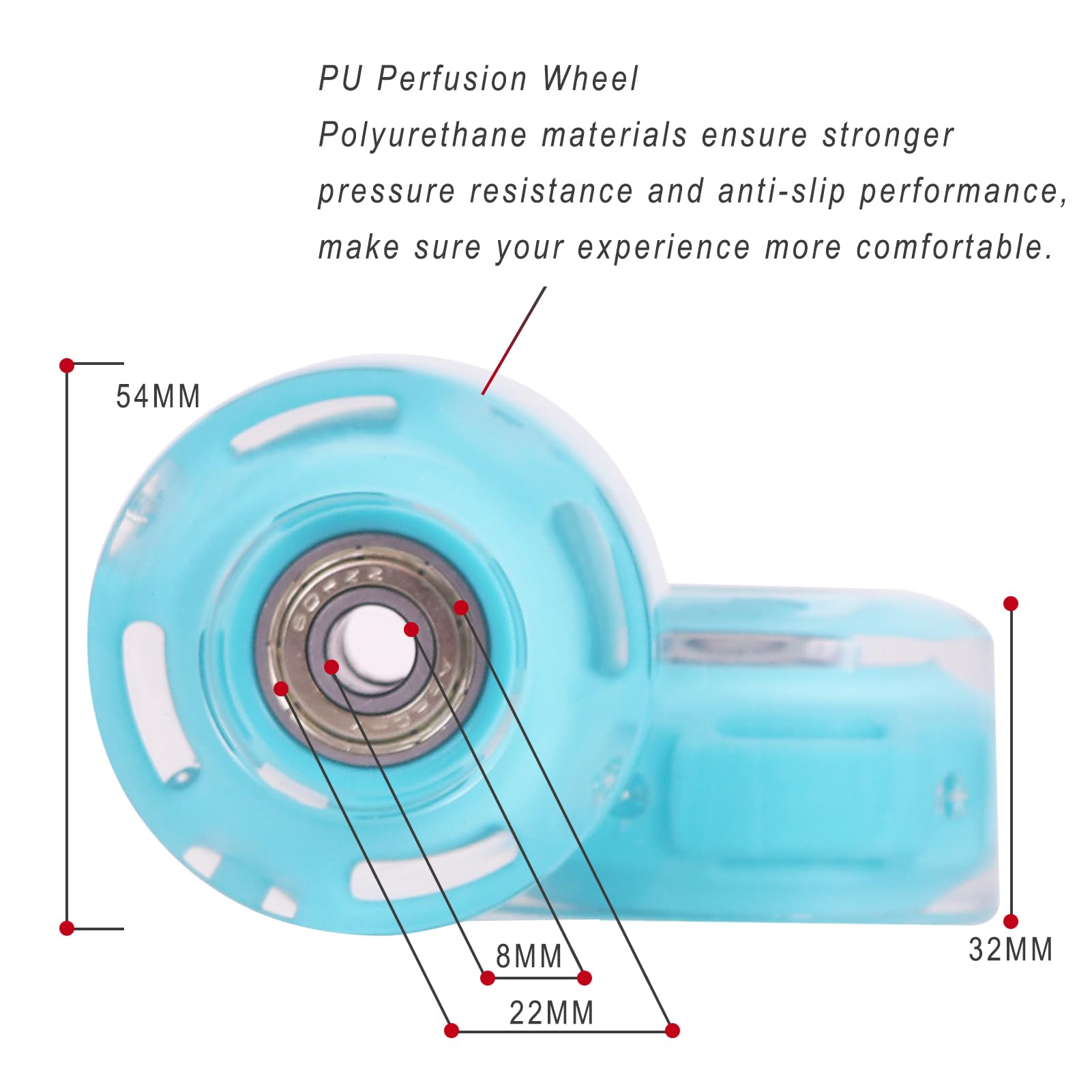 Nattork wheels installed on quad skates demonstrating improved roll and stylish glow
