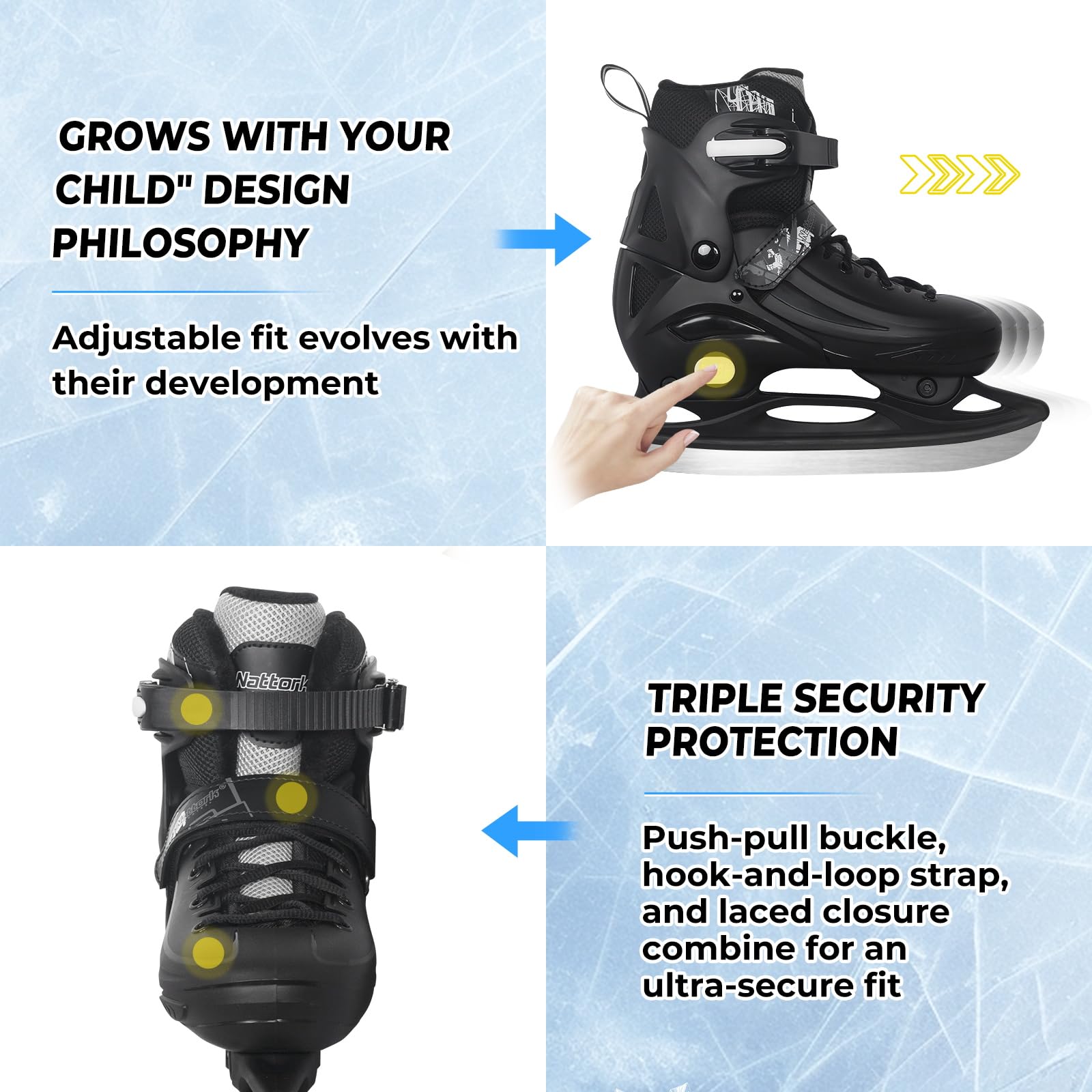 Nattork internal adjustment gear demonstrating grow-with-me convenience