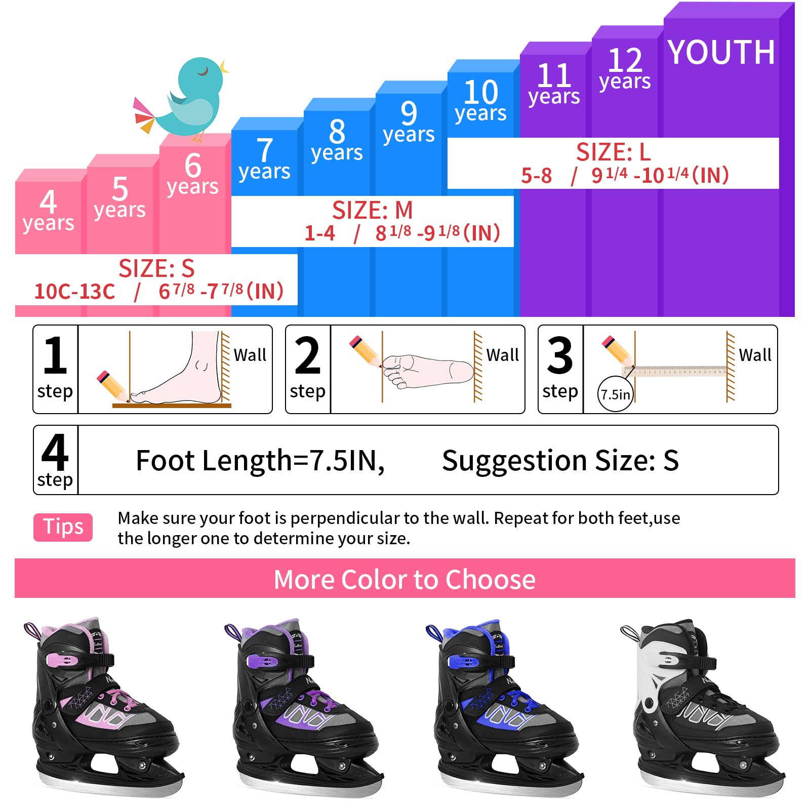Nattork kid wearing skates on ice showing confident beginner support