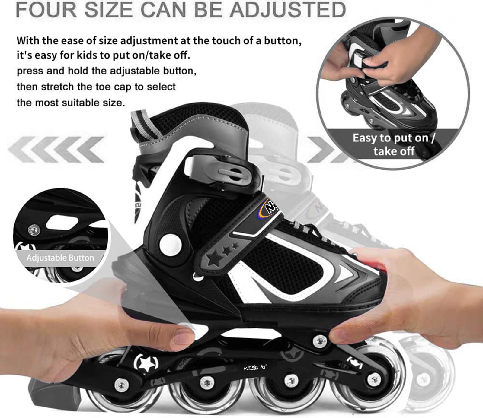 Nattork light-up wheel close-up highlighting glowing motion safety