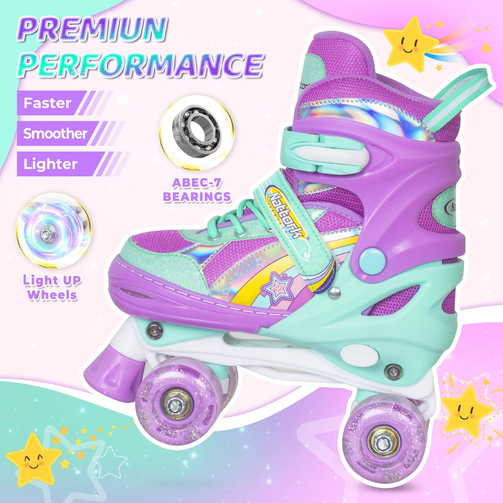 Nattork skates in motion with light-up wheels enhancing visibility and fun