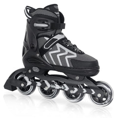 Nattork skates front profile showing sleek black design and snug fit benefit stability