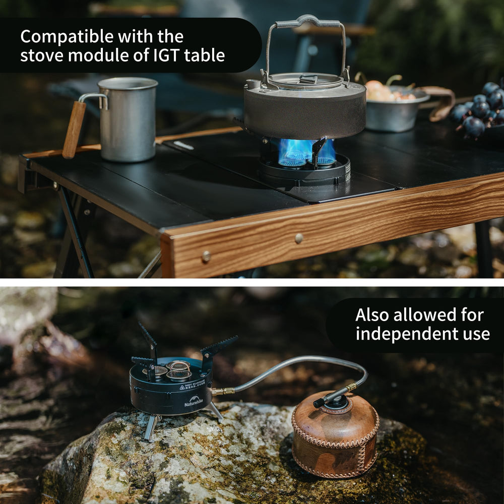 Naturehike stainless steel burner close-up highlighting durable corrosion-resistant surface