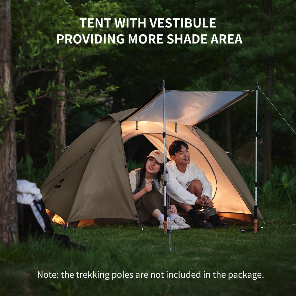 Naturehike tent pitched at campsite showing ease of setup and outdoor livability