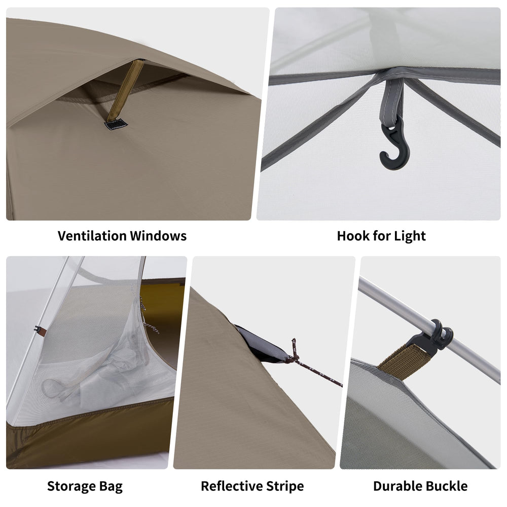Naturehike waterproof fly close-up showing silver coating for sun and rain protection