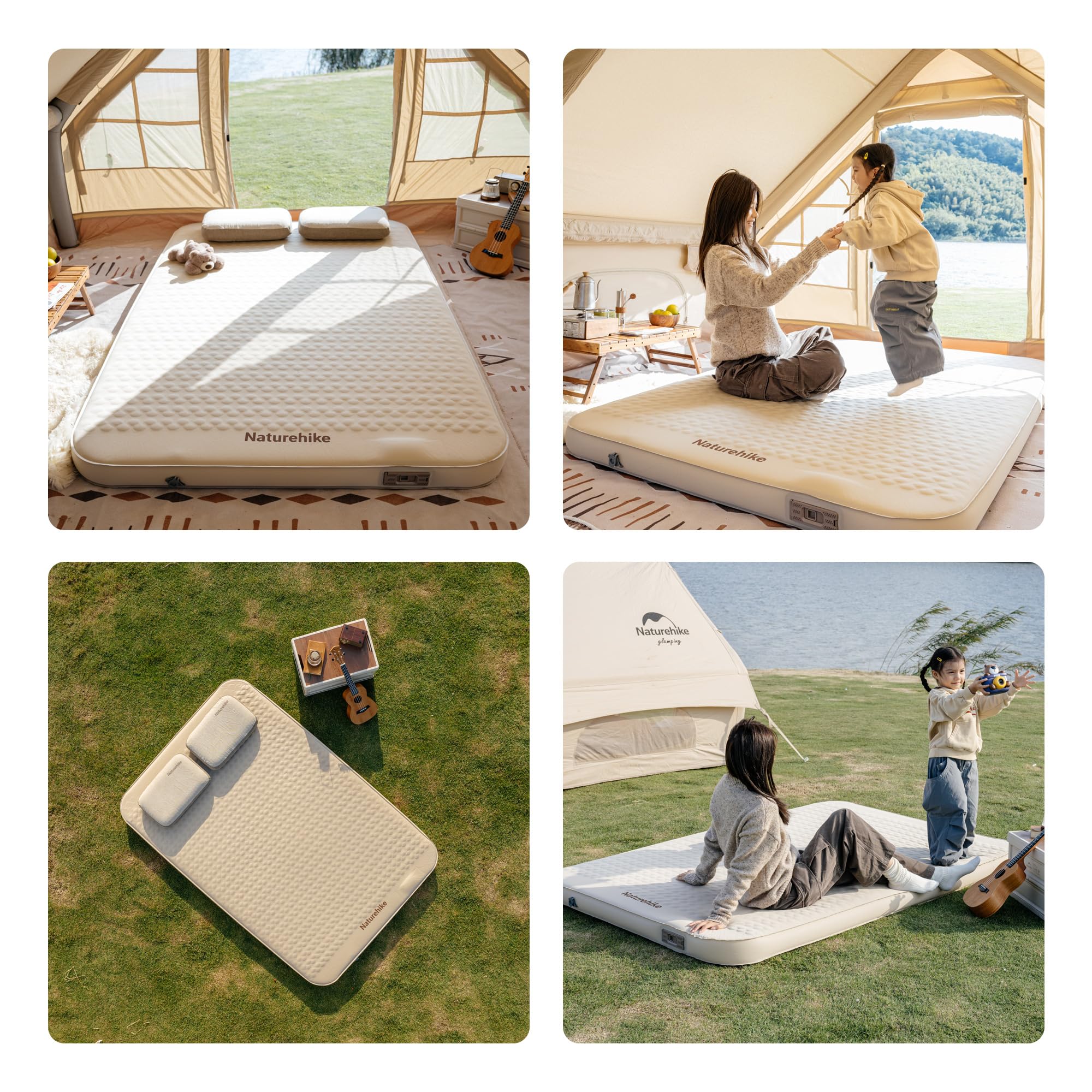 Naturehike couple sleeping on XL mattress showing roomy comfort and shared use benefit