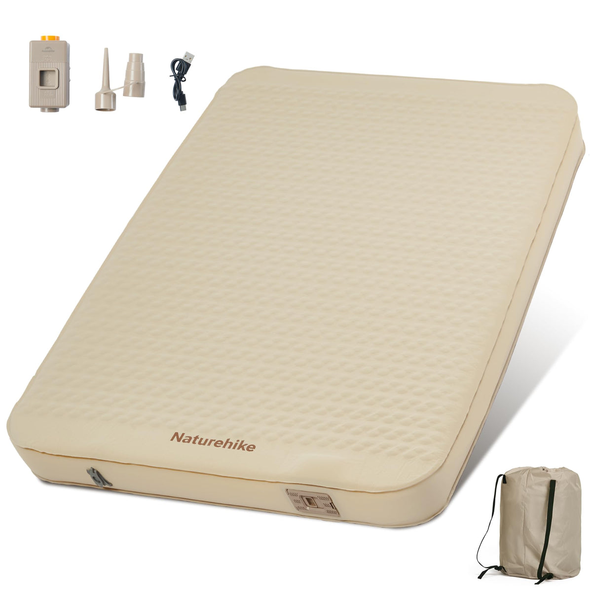Naturehike front profile of full-XL mattress showing comfortable surface and quick setup benefit