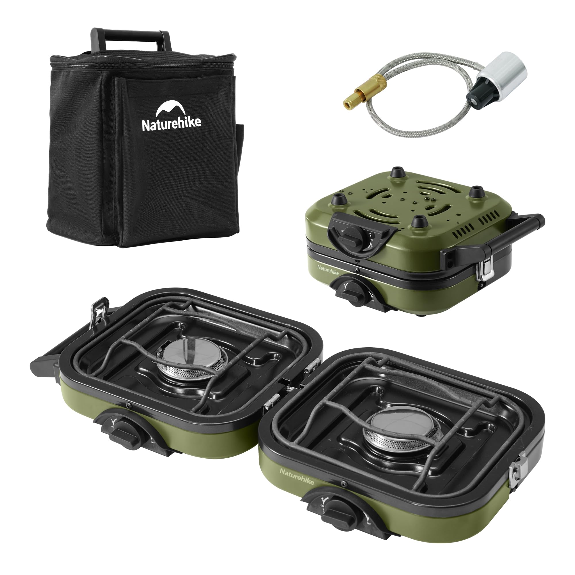 Naturehike folded stove front view showing compact portability and easy transport