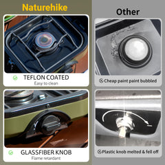 Naturehike griddle in use frying breakfast showing even heat distribution