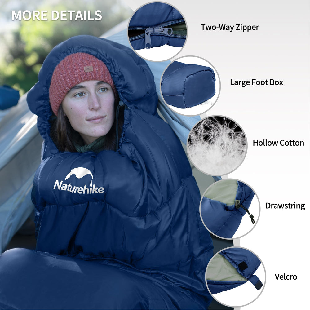 Naturehike hollow polyester fill loft close-up demonstrating insulation