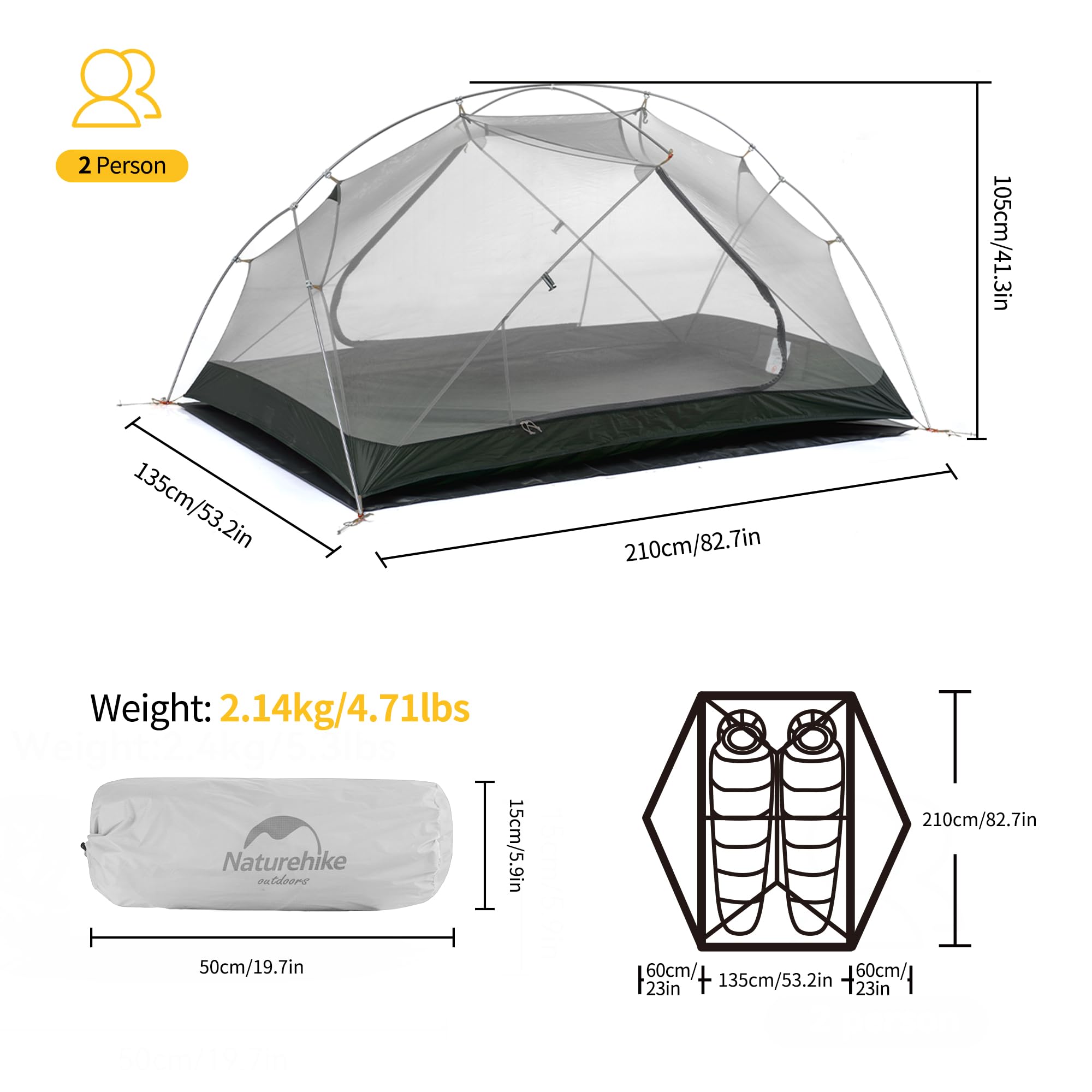 Naturehike Mongar seam and fabric close-up showing waterproof coating protection