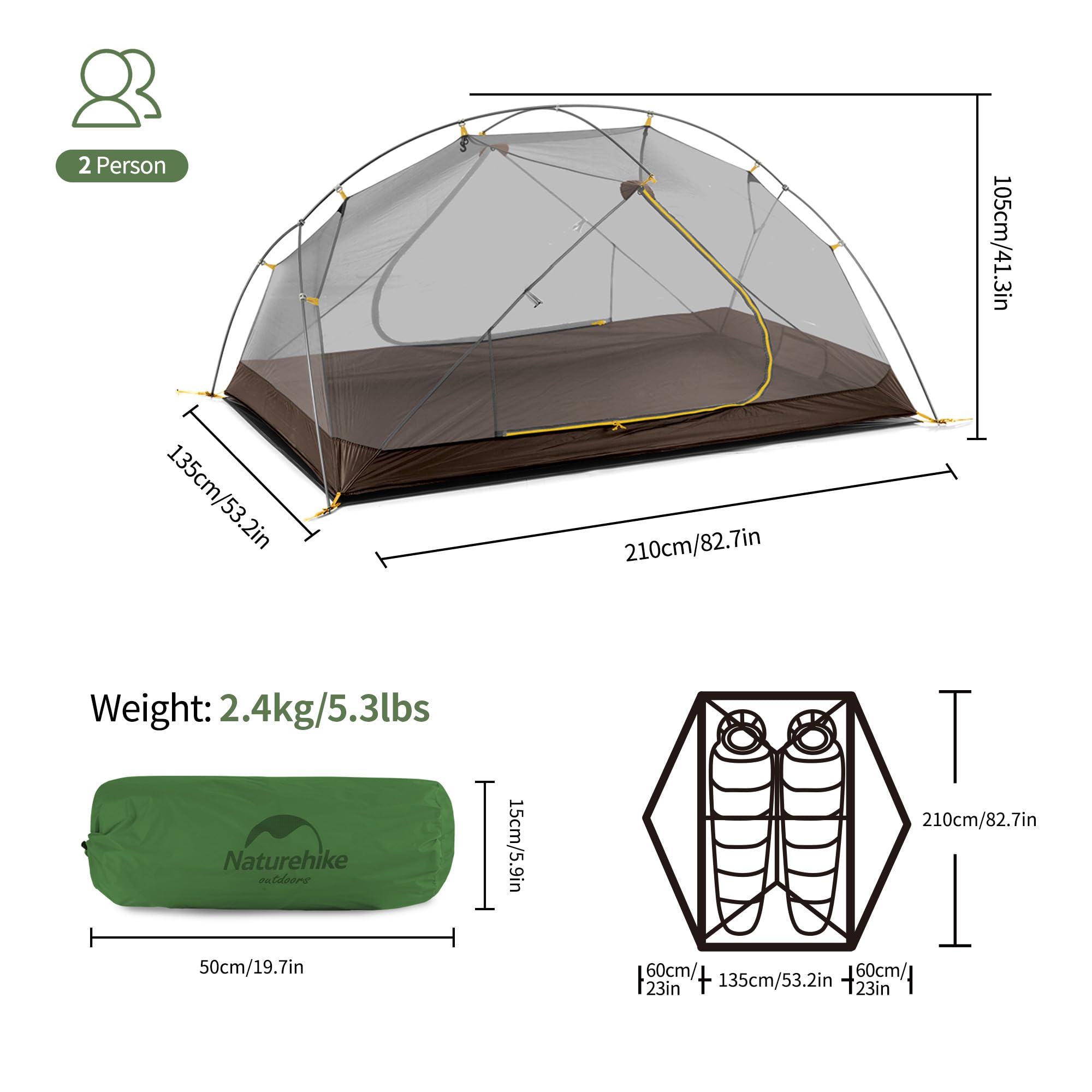 Naturehike Mongar interior view highlighting sleeping space and organized comfort benefit