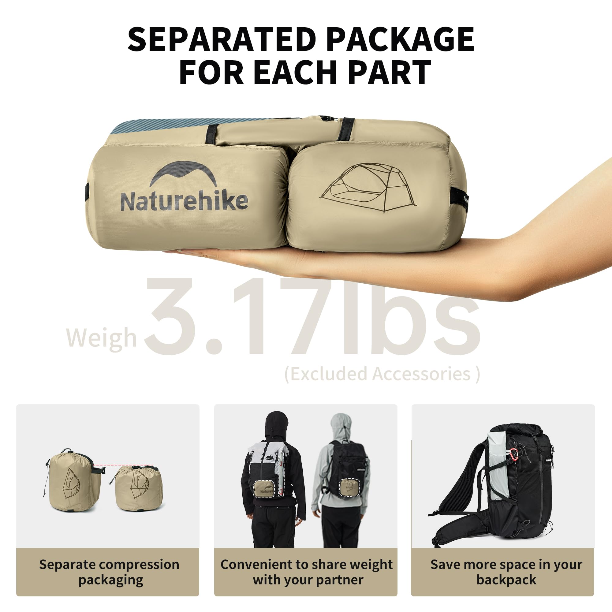 Naturehike aluminum pole set and stakes demonstrating sturdy lightweight support
