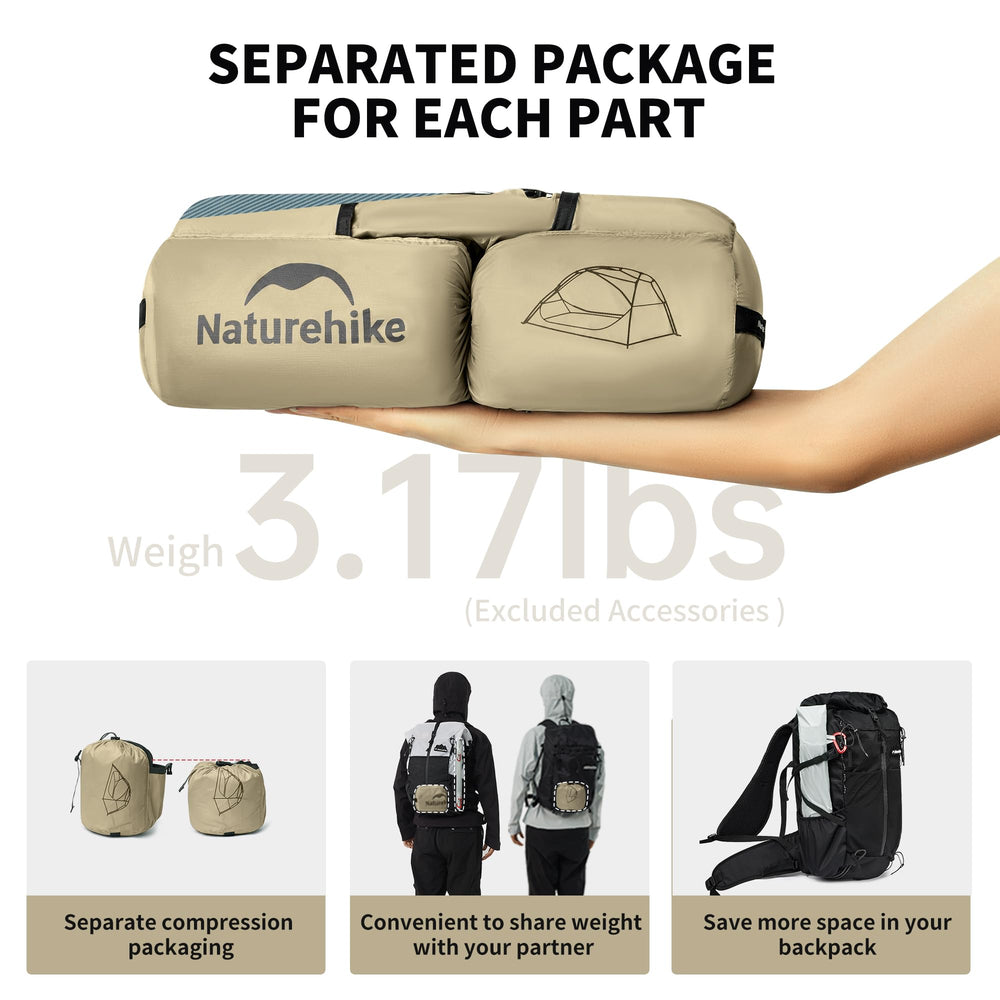 Naturehike aluminum pole set and stakes demonstrating sturdy lightweight support