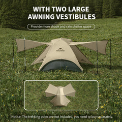 Naturehike rain fly with awning vestibule giving covered gear storage