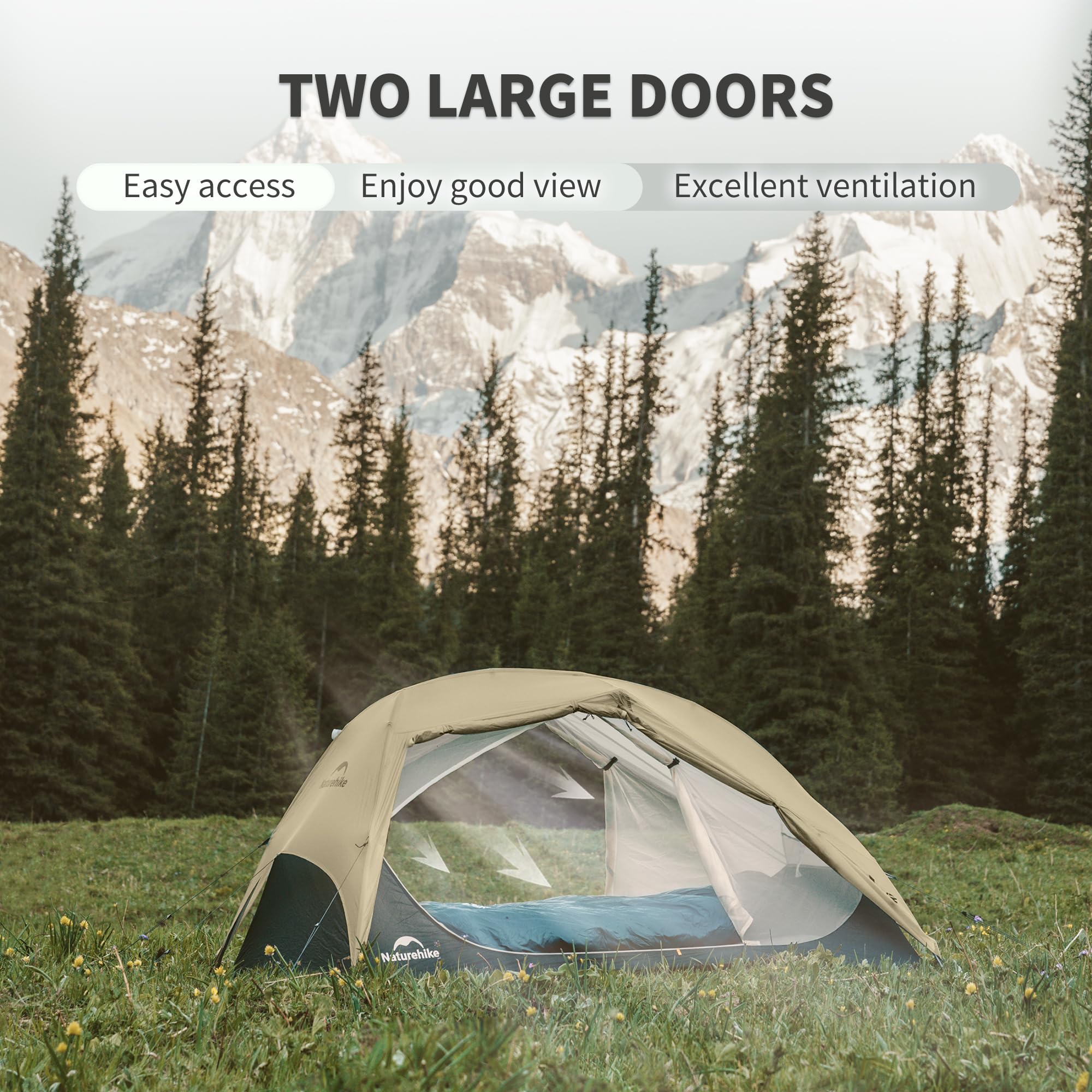 Naturehike tent pitched on trail showing compact shelter for backpacking teams