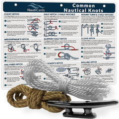 NautiCards kit front view showing chart cleat and ropes for quick-start learning