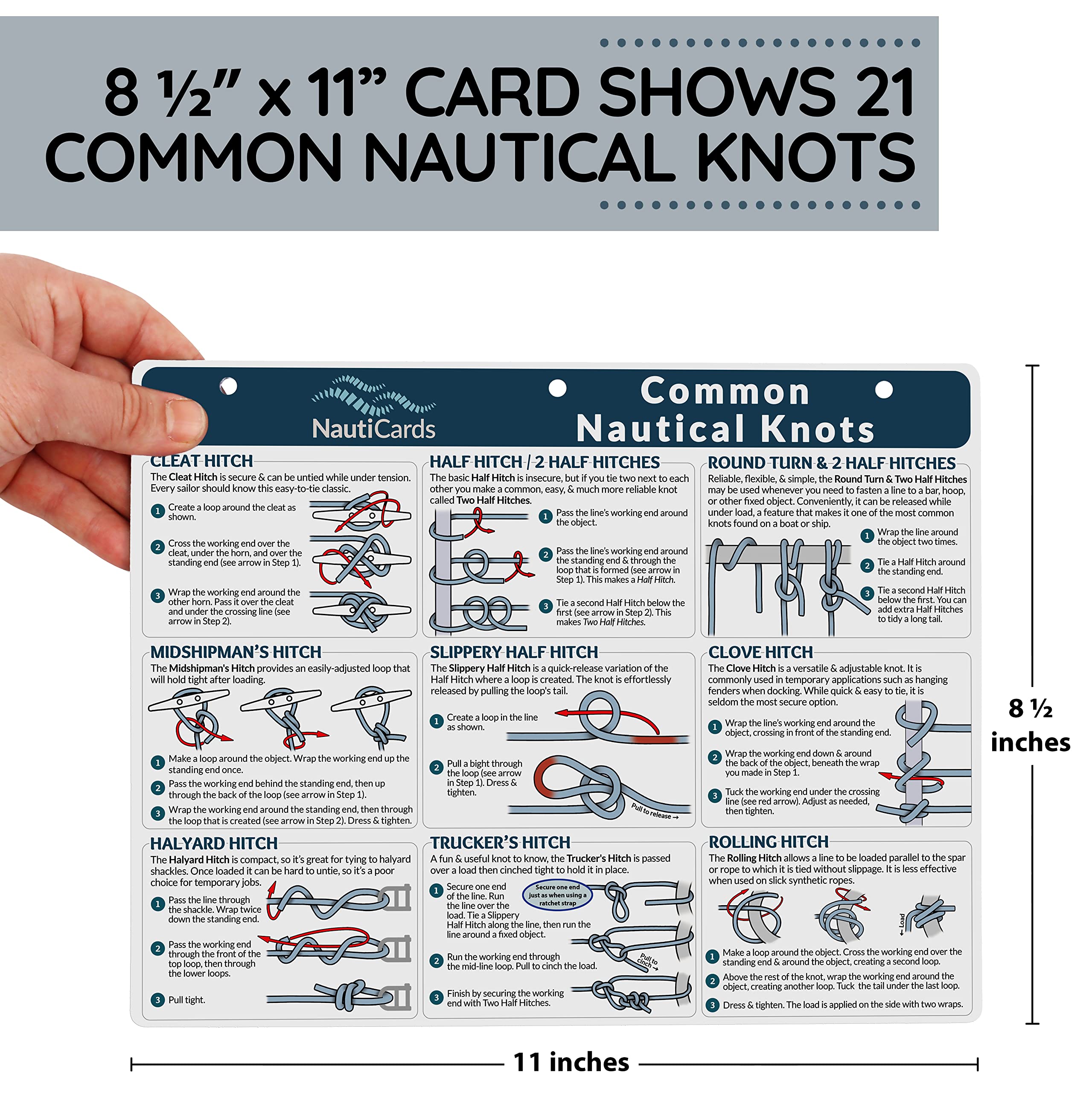 NautiCards waterproof knot chart close-up with clear diagrams for durable reference