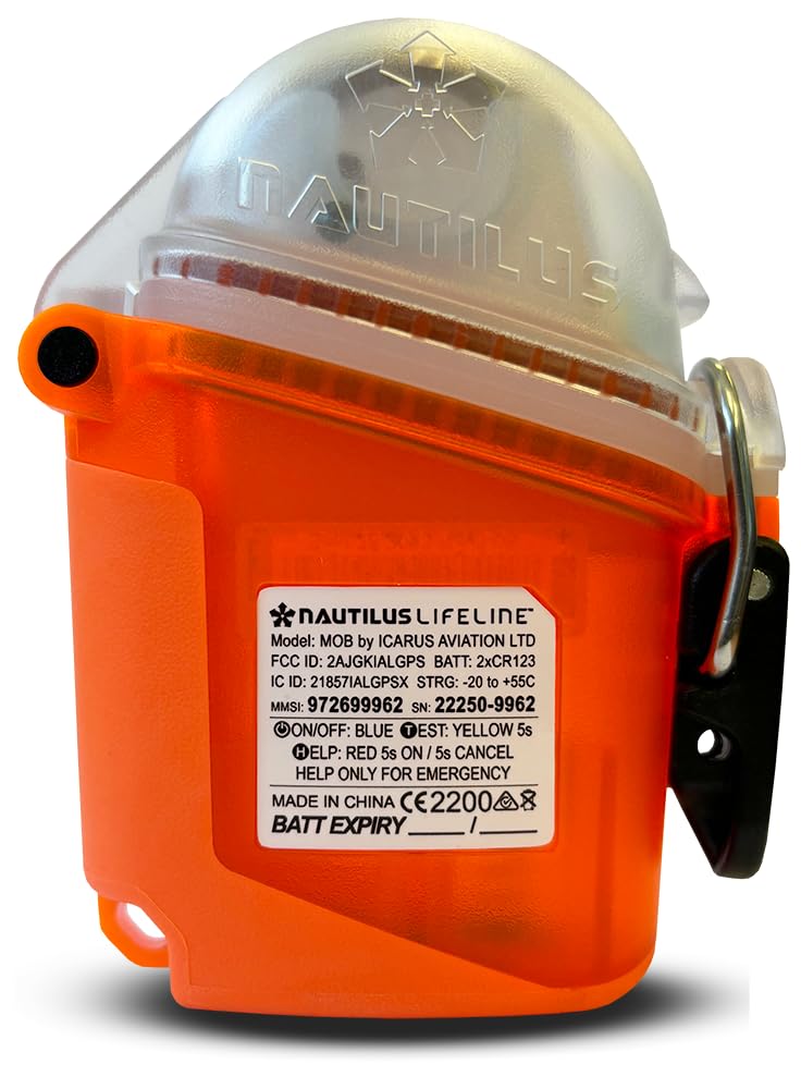 Nautilus Lifeline clipped to lifejacket showing in-use visibility and safety