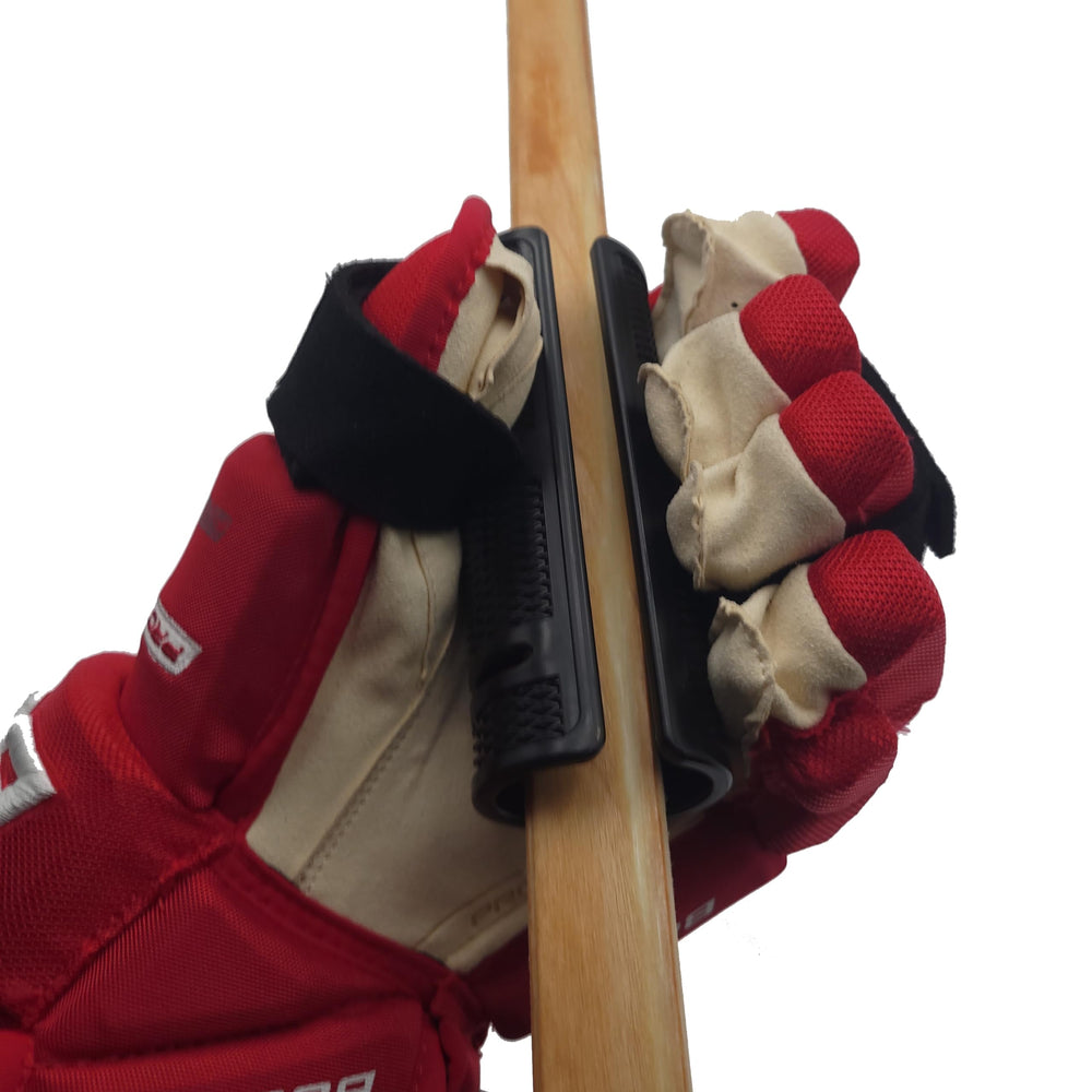 Navillus Brands Slick Mitt on hockey stick demonstrating improved top-hand control