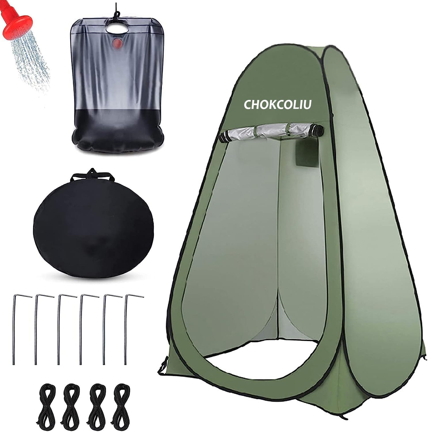 NC pop-up shower tent front view showing privacy and quick setup benefits